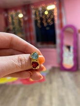 Load image into Gallery viewer, Double Heart Colorful Gem Titanium Ring