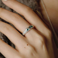 Load image into Gallery viewer, Dr. Owl Emerald Eye Band 18K Yellow Gold Open Ring