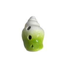 Load image into Gallery viewer, Handcrafted Lime Green Seashell Ceramic Ocarina – Musical Instrument