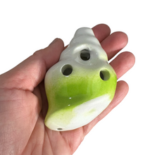 Load image into Gallery viewer, Handcrafted Lime Green Seashell Ceramic Ocarina – Musical Instrument
