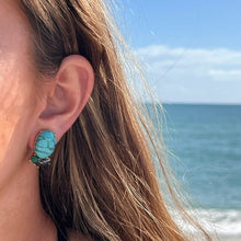 Load image into Gallery viewer, Rosebud button earrings, turquoise