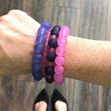 Load image into Gallery viewer, Frosted Pink &amp; Peris Stack and Stretch Bracelets Set