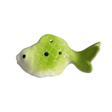 Load image into Gallery viewer, Ceramic Goldfish Ocarina Ocean Lime Green