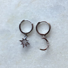Load image into Gallery viewer, Elysian Moon and Star Charm Earrings