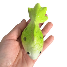 Load image into Gallery viewer, Ceramic Goldfish Ocarina Ocean Lime Green