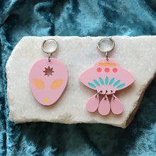 Load image into Gallery viewer, Alien Mismatched Acrylic Statement Earrings