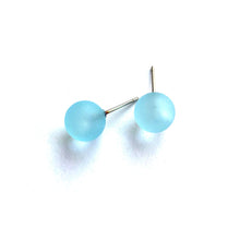 Load image into Gallery viewer, Turquoise Frosted Lucite Ball Stud Earrings