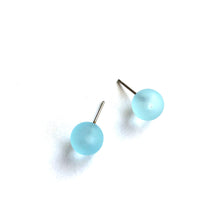 Load image into Gallery viewer, Turquoise Frosted Lucite Ball Stud Earrings
