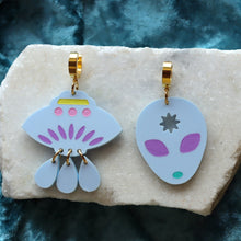 Load image into Gallery viewer, Alien Mismatched Acrylic Statement Earrings