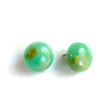 Load image into Gallery viewer, Sage Green &amp; Gold Metallic Marbled Retro Button Studs