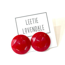 Load image into Gallery viewer, Red Faceted Trudy Lucite Button Stud Earrings