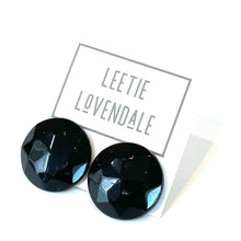 Load image into Gallery viewer, Black Faceted Trudy Lucite Button Stud Earrings