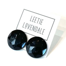 Load image into Gallery viewer, Black Faceted Trudy Lucite Button Stud Earrings