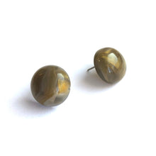 Load image into Gallery viewer, Charcoal Grey &amp; Gold Metallic Marbled Retro Button Studs