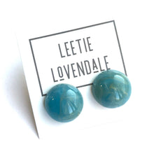 Load image into Gallery viewer, Sky Blue &amp; Gold Metallic Marbled Retro Button Studs