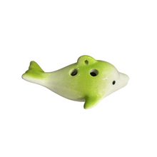 Load image into Gallery viewer, Ceramic Dolphin Ocarina Lime Green
