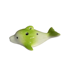 Load image into Gallery viewer, Ceramic Dolphin Ocarina Lime Green