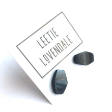 Load image into Gallery viewer, Black Moonglow Coffin Stud Earrings