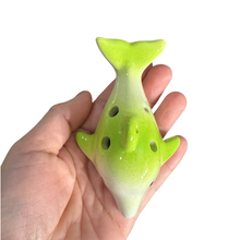 Load image into Gallery viewer, Ceramic Dolphin Ocarina Lime Green