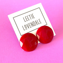Load image into Gallery viewer, Red Faceted Trudy Lucite Button Stud Earrings