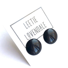 Load image into Gallery viewer, Black Shiny Retro Button Stud Earrings