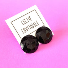 Load image into Gallery viewer, Black Faceted Trudy Lucite Button Stud Earrings
