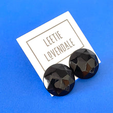 Load image into Gallery viewer, Black Faceted Trudy Lucite Button Stud Earrings