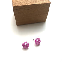 Load image into Gallery viewer, Hot PInk Pearl Rose Button Stud Earrings