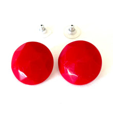 Load image into Gallery viewer, Red Faceted Trudy Lucite Button Stud Earrings
