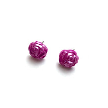 Load image into Gallery viewer, Hot PInk Pearl Rose Button Stud Earrings