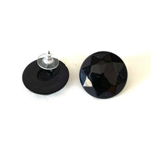 Load image into Gallery viewer, Black Faceted Trudy Lucite Button Stud Earrings