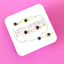 Load image into Gallery viewer, Forest Green Purple and Gray Moonglow Tiny Studs Earrings Set
