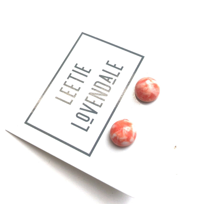 Speckled Salmon Small Retro Button Stud Earrings