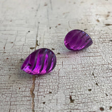Load image into Gallery viewer, Bright Purple Swirled Teardrop Stud Earrings