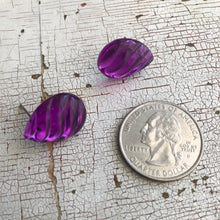 Load image into Gallery viewer, Bright Purple Swirled Teardrop Stud Earrings