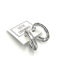 Load image into Gallery viewer, Clear &amp; Black Pinstripe Hoop Earrings *As Is