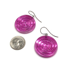 Load image into Gallery viewer, Hot Pink &amp; Glow Spiral Drop Earrings
