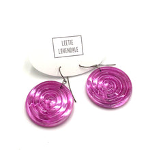 Load image into Gallery viewer, Hot Pink &amp; Glow Spiral Drop Earrings