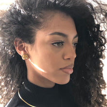 Load image into Gallery viewer, Tortoise Brown Marbled Retro Button Stud Earrings