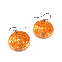 Load image into Gallery viewer, Orange &amp; Glow Spiral Drop Earrings