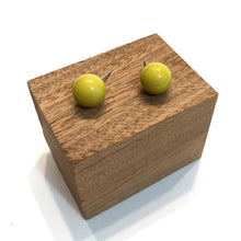 Load image into Gallery viewer, Chartreuse Lucite Ball Stud Earrings