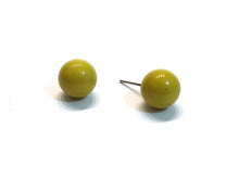 Load image into Gallery viewer, Chartreuse Lucite Ball Stud Earrings