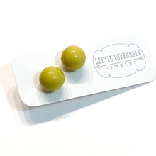 Load image into Gallery viewer, Chartreuse Lucite Ball Stud Earrings