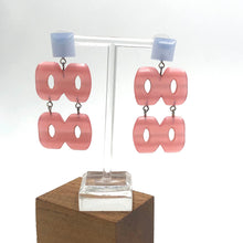 Load image into Gallery viewer, Blue &amp; Pink Hinged Moonglow Statement Earrings