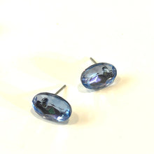 Load image into Gallery viewer, Light Sapphire Blue Small Oval Shine-On Stud Earrings