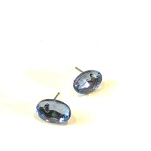 Load image into Gallery viewer, Light Sapphire Blue Small Oval Shine-On Stud Earrings