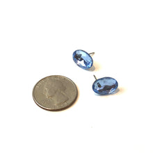 Load image into Gallery viewer, Light Sapphire Blue Small Oval Shine-On Stud Earrings