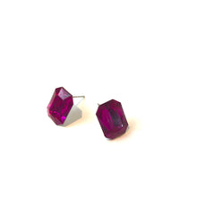 Load image into Gallery viewer, Hot Pink Faceted Rectangle Shine-On Stud Earrings