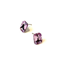 Load image into Gallery viewer, Lilac Small Rectangle Shine-On Stud Earrings