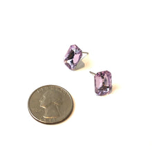 Load image into Gallery viewer, Lilac Small Rectangle Shine-On Stud Earrings